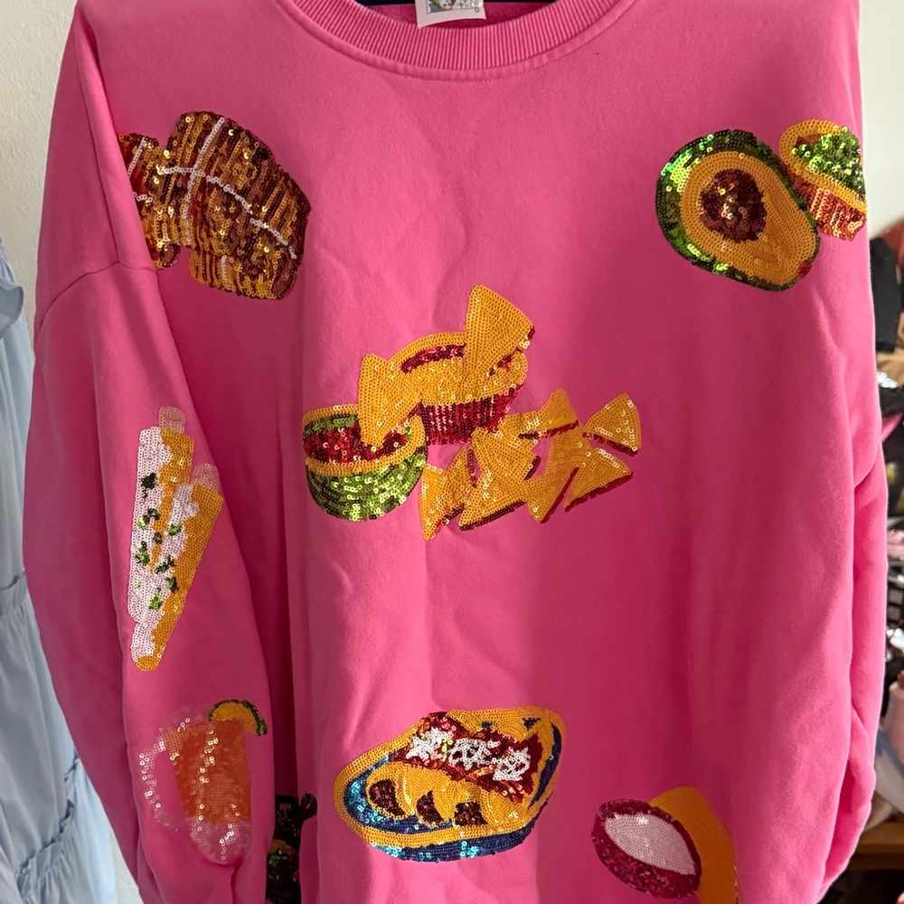 QUEEN OF SPARKLES Pink Sequin Sweatshirt